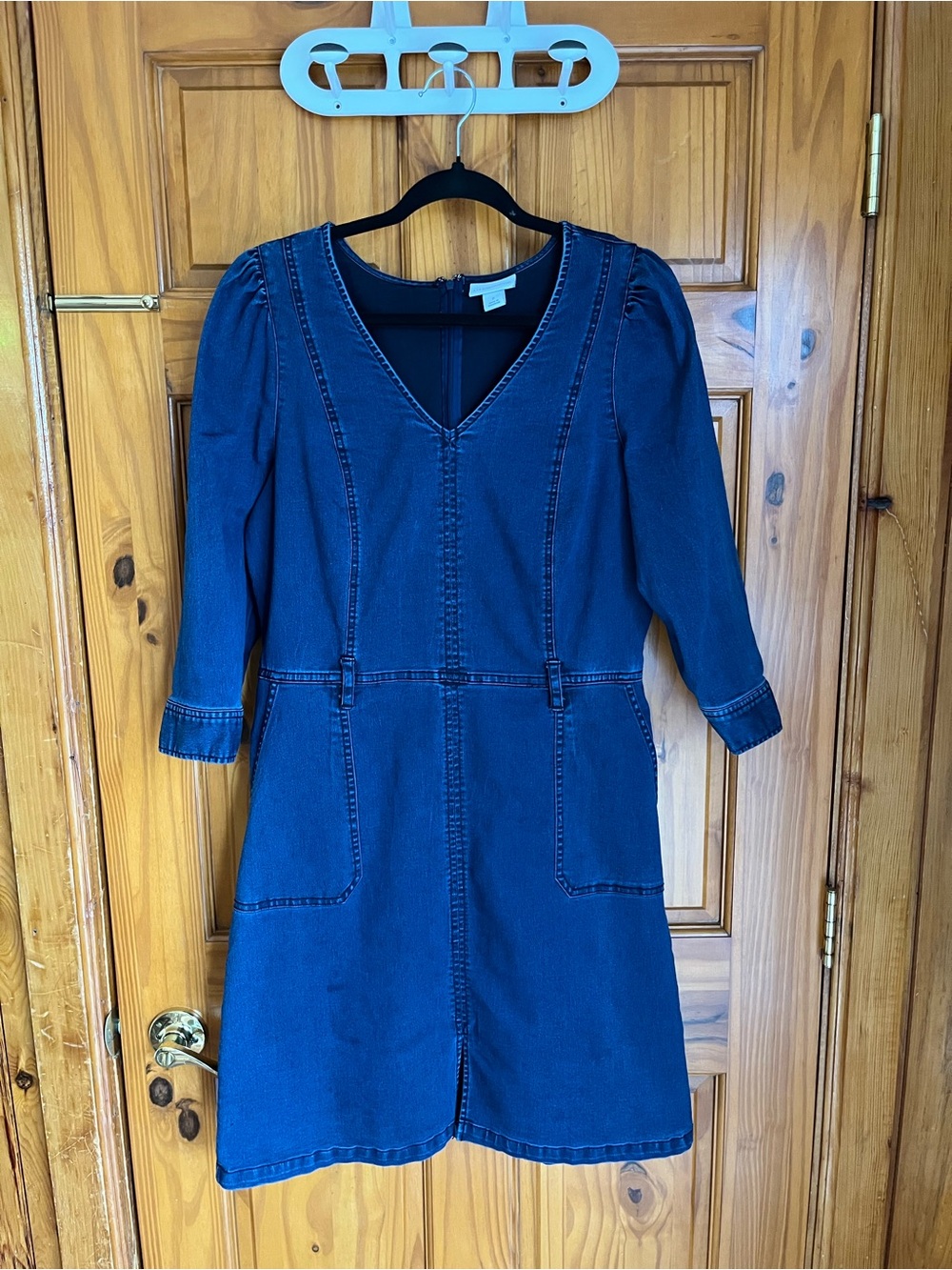 Liz Claiborne Navy Blue V-Neck Denim Dress